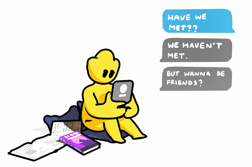 Cartoon animation of text messages