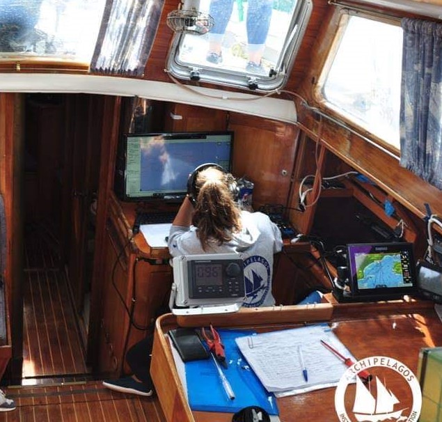 Student working on boat