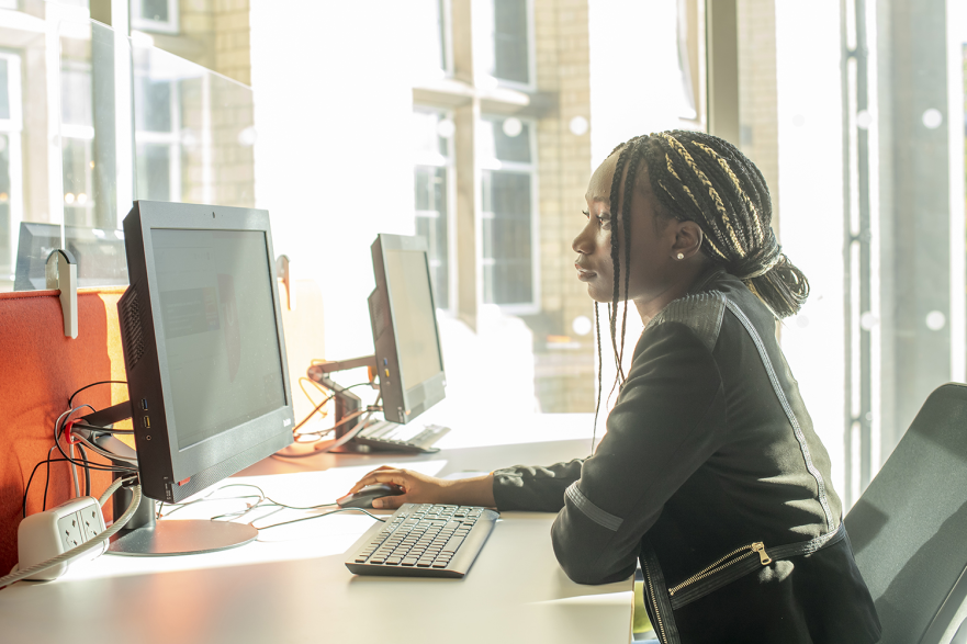 Student at computer