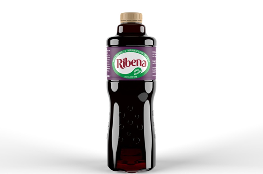 A design for a Ribena soft drink bottle.