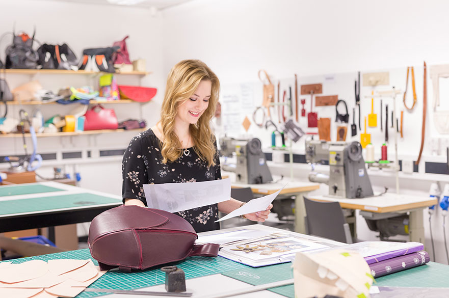 Cayleigh Hawkins in the Fashion Accessory Design studios