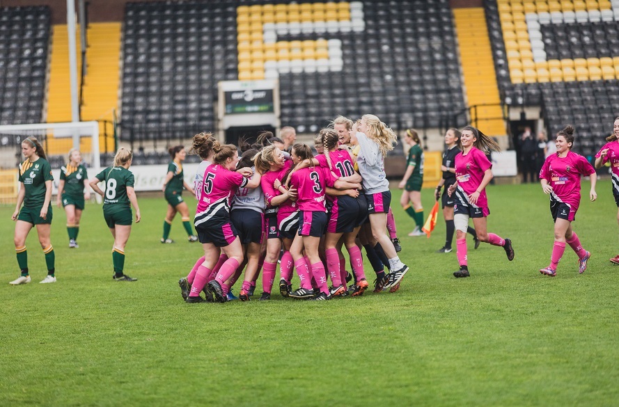 NTU Women's football celebrating