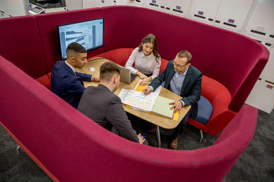 People working at table