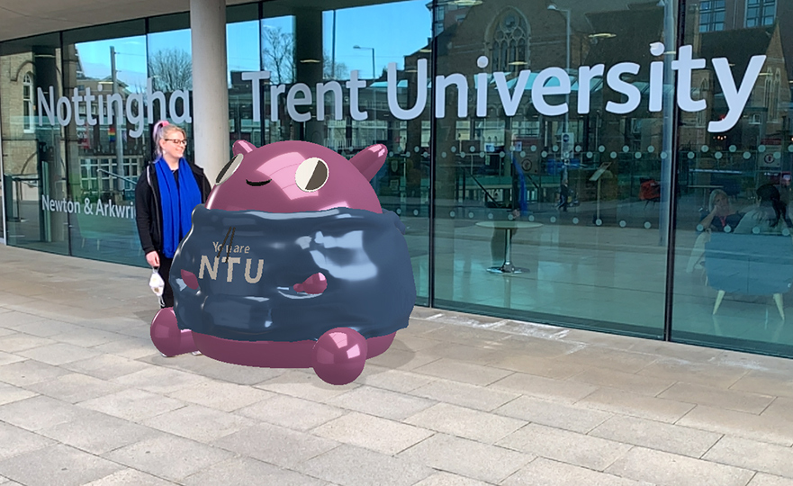 Augmented Reality Mascot outside NTU