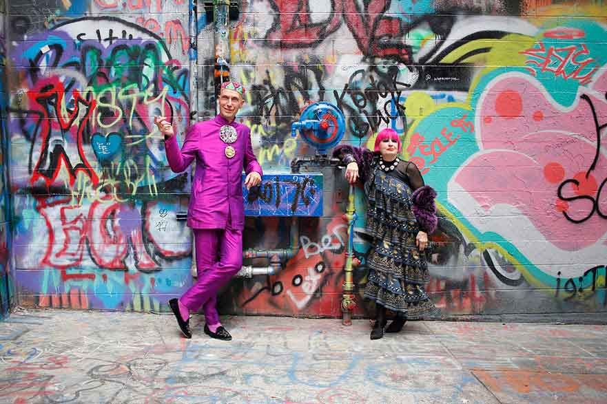 Andrew Logan and Zandra Rhodes at Penny Stamp lectures