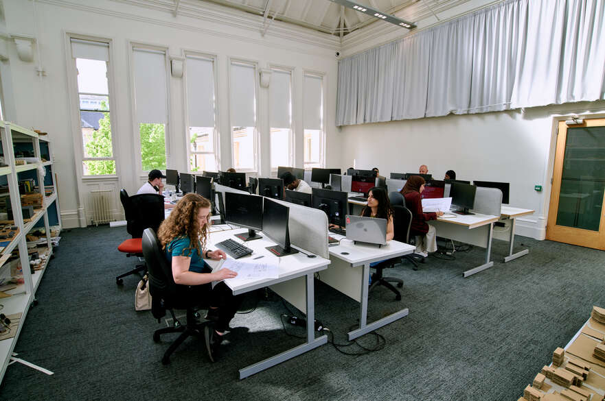 Students studying in computer suite