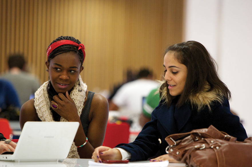Students in Newton Atrium