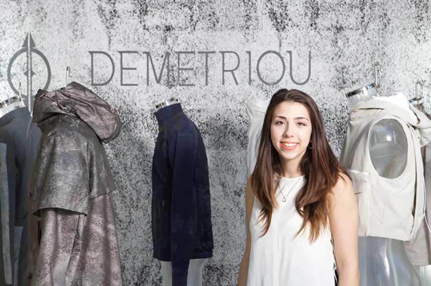 Georgia with her designs at 2016 Degree Show