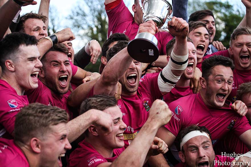 Rugby team celebrating win