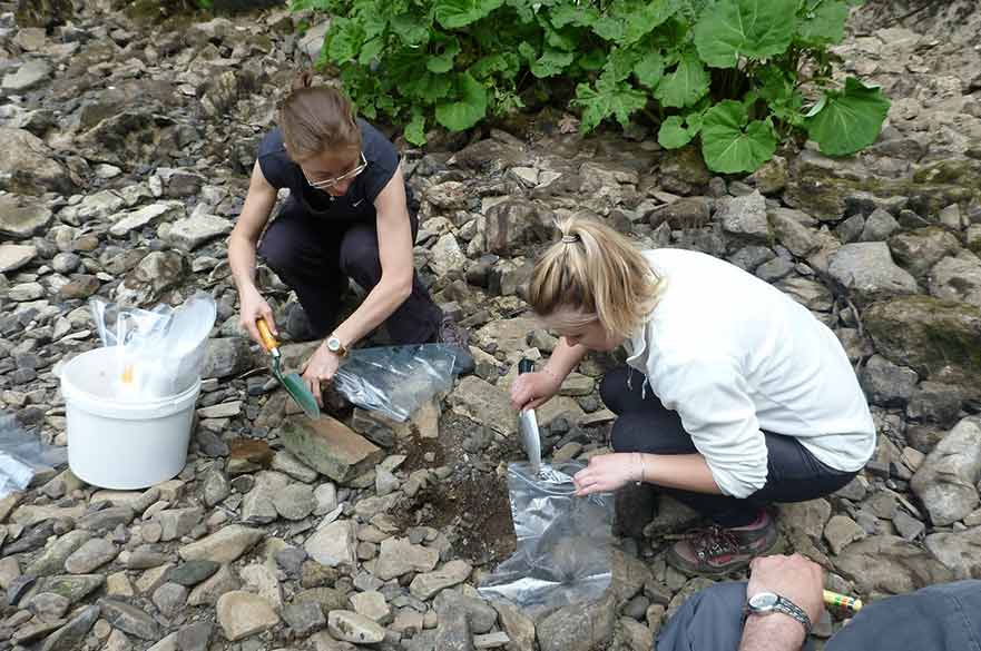 Rachel Stubbington collecting aquatic invertebrates
