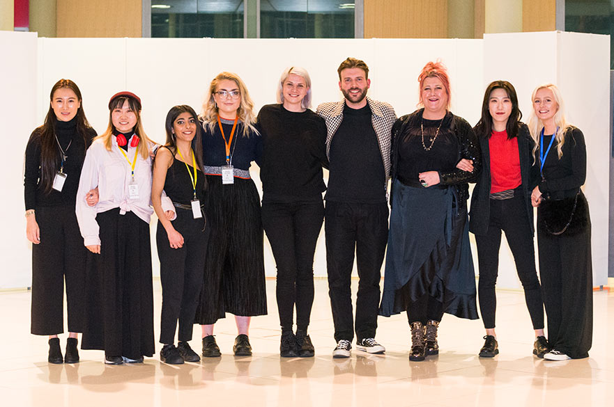 The winning team with Vicki, Matt and Fashion Design lecturer and project leader Susan Walton