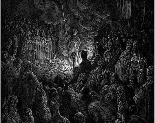 Ordeal of fire. sermon at night.