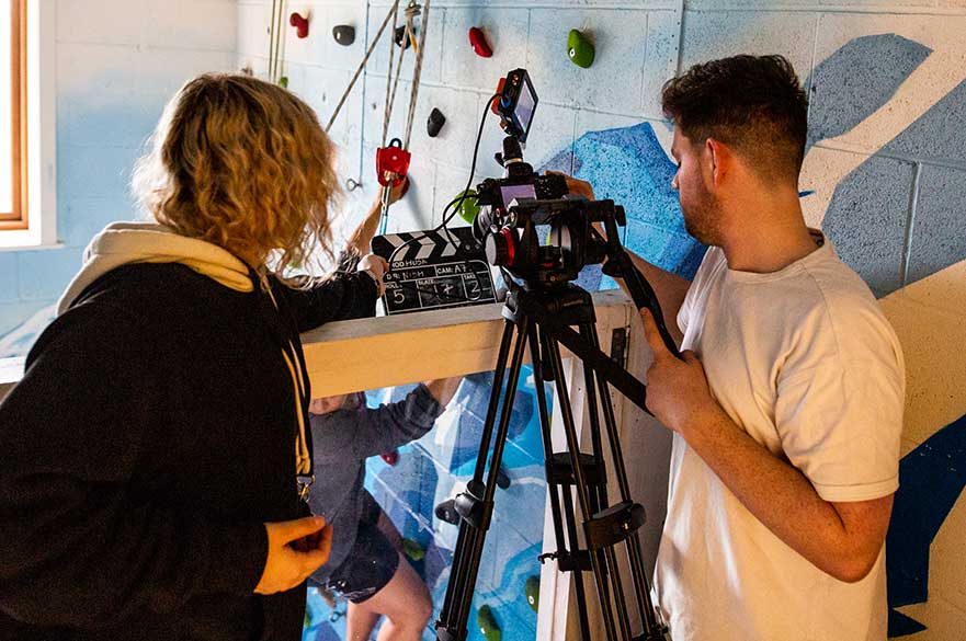 BA (Hons) Filmmaking students filming on location