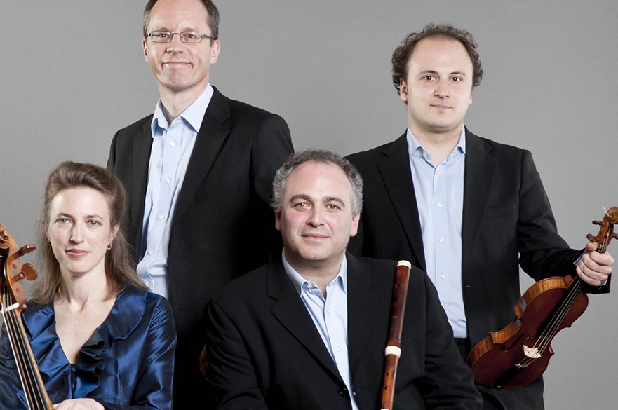 Four members of Florilegium with their instruments.