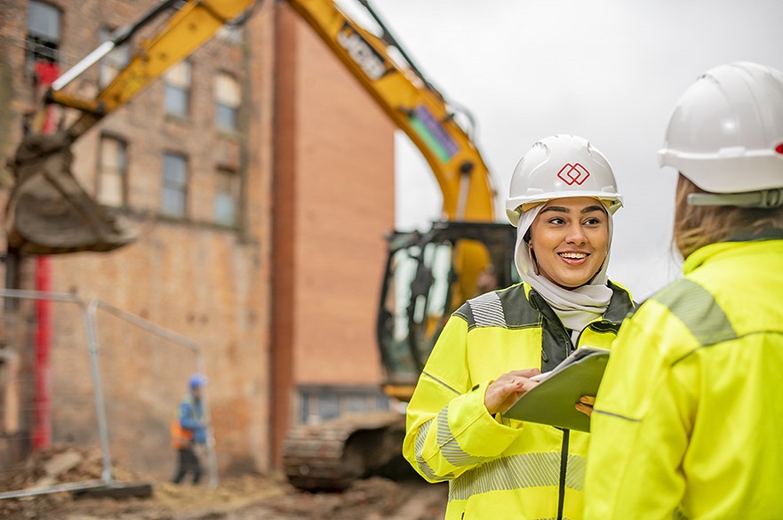 Student on a building site