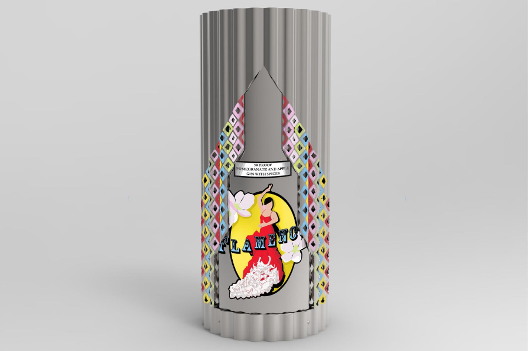 CAD render of a gin bottle design