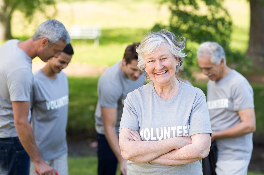 Older lady volunteering