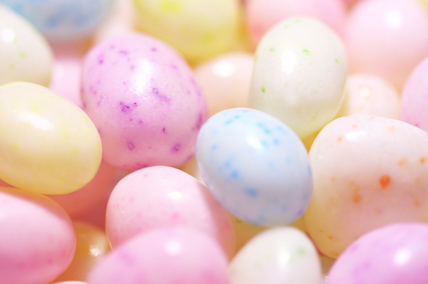 Bright coloured Easter eggs.