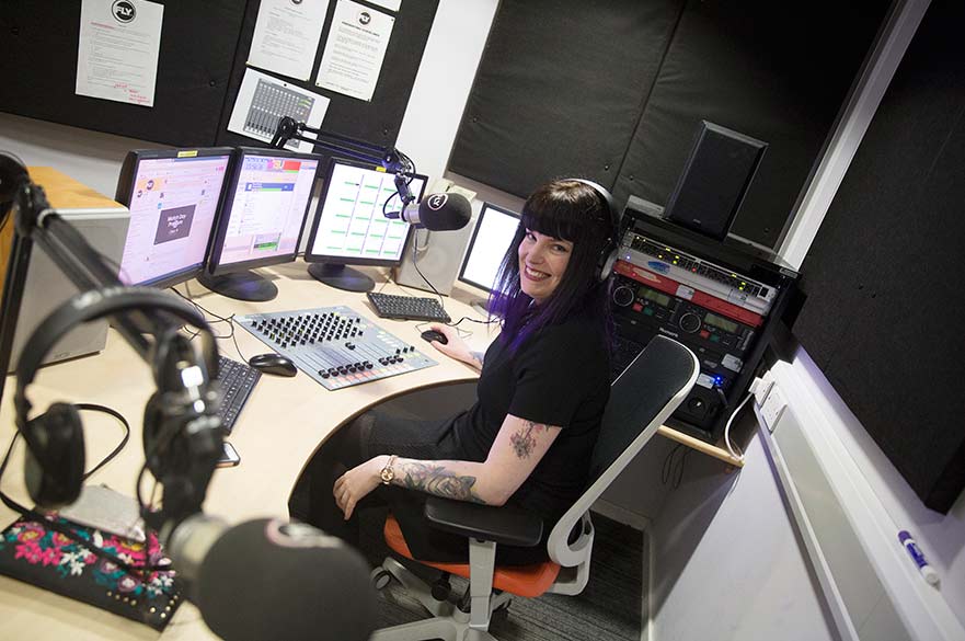 Student in radio studio