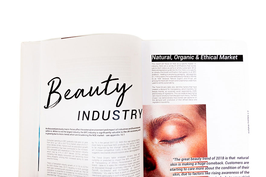 Final year project 'Environmental Sustainability in the Beauty Industry' by Ruth Marlow