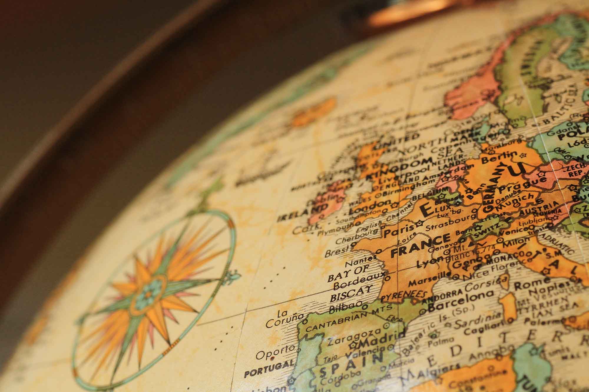 Close up of a globe