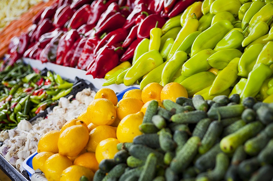 Shelves of fresh food