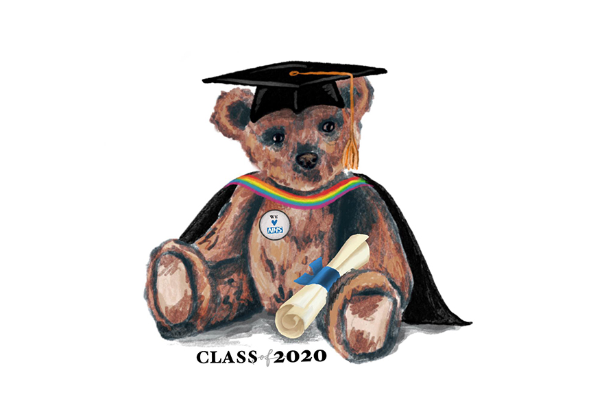 Bear with a cap and gown 