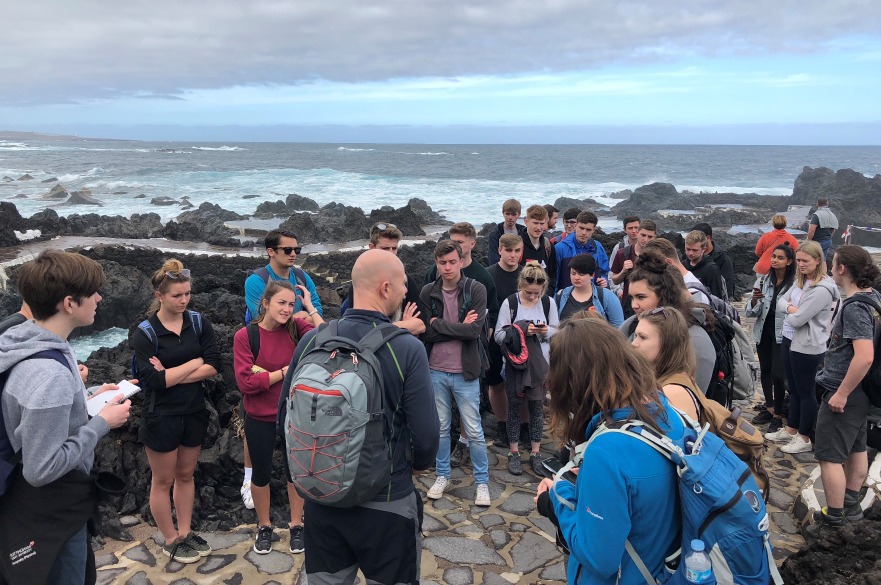 BSc Geography - Students take notes on a field trip to Tenerife