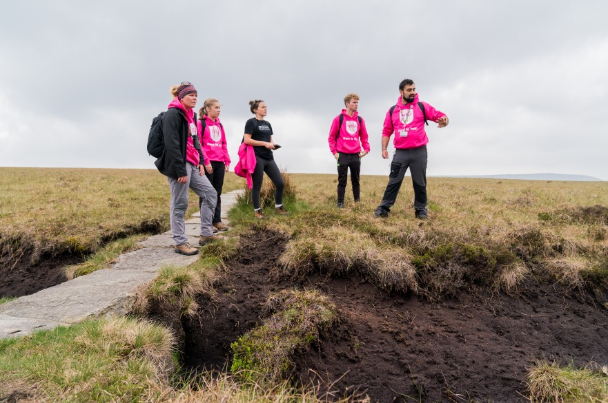 BSc Environmental Science - A group of students learn about peatland erosion on a field trip to the Peak District