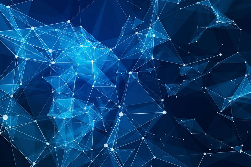 An abstract image showing white dots connected like stars in a constellation.