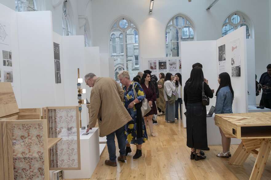 People viewing an exhibition.