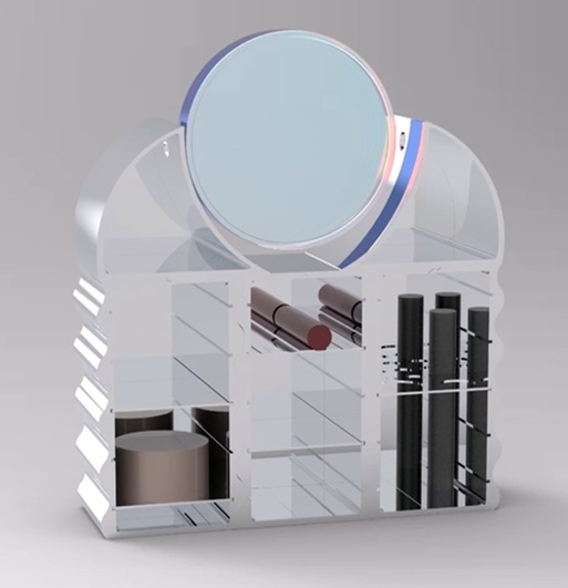 A designer's concept of a modular cosmetics organiser.
