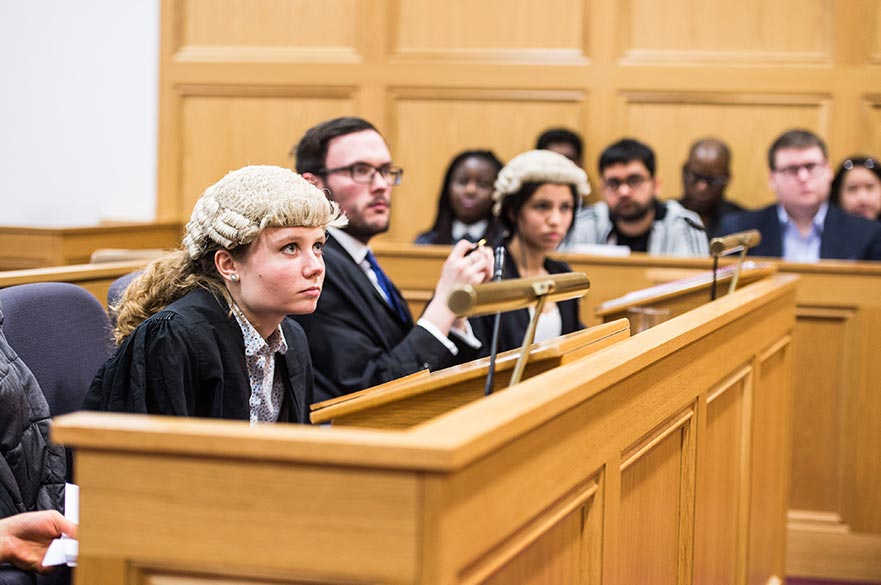Law students in courtroom