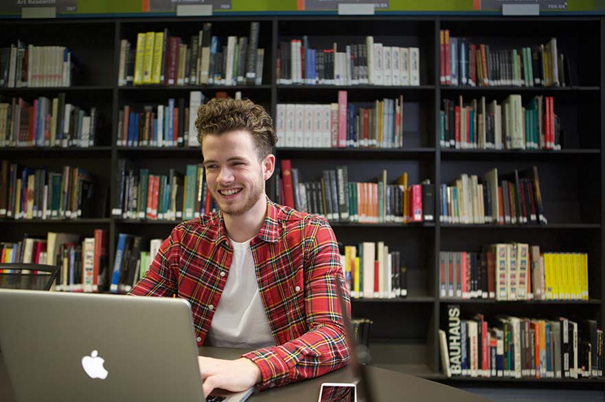 Student using laptop