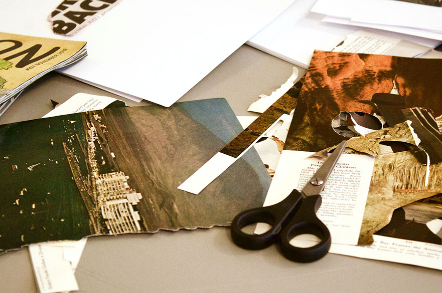 Pictures and a pair of scissors.