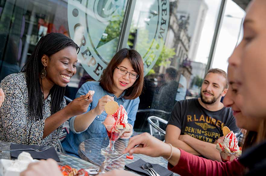 Students eating ice cream