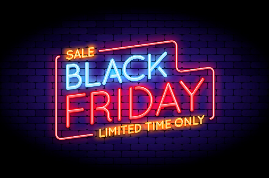 Neon Black Friday sign on a wall