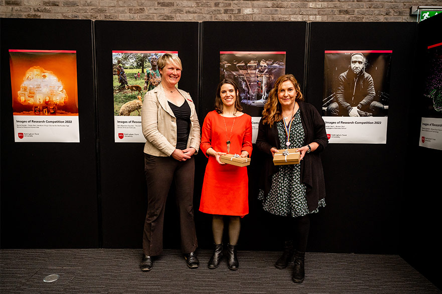 Images of Research Competition winners standing in front of their winning images