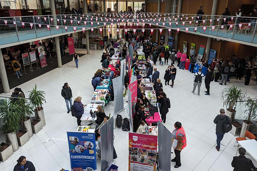 Students, colleagues and guests at the Wellbeing and Safety Fair