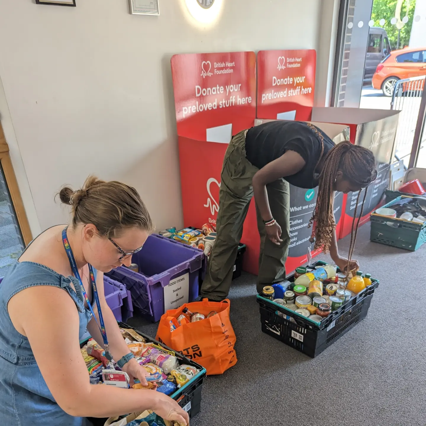 Sorting Donations at New Hall 