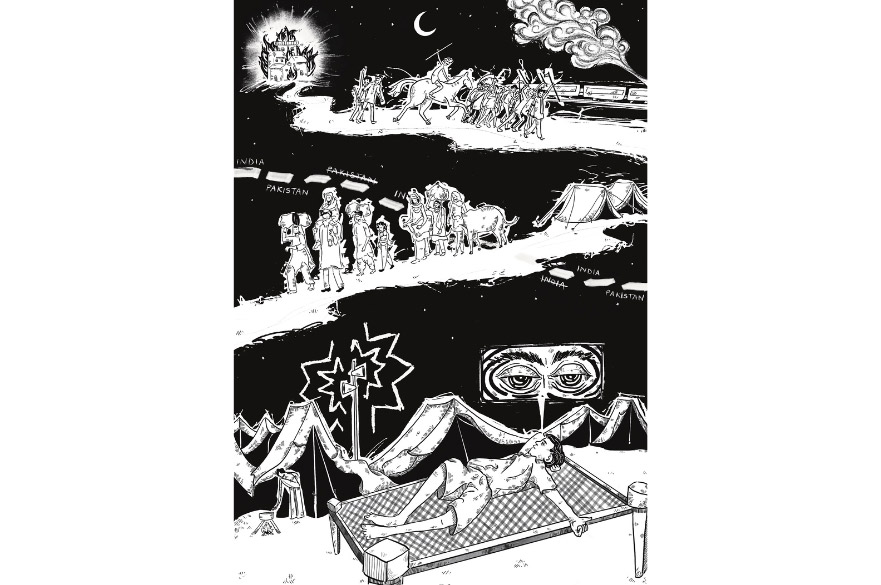 this illustration also captures how nighttime shaped the experiences of violence, migration, and rehabilitation for many refugees crossing the borders in search of safer lands.