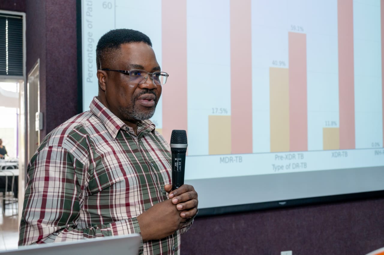 Prof Apalata presenting some statistics from the TB-HIV project