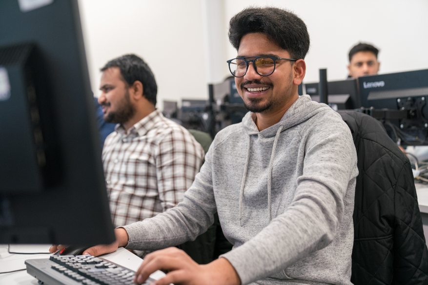 Image of student in computer lab