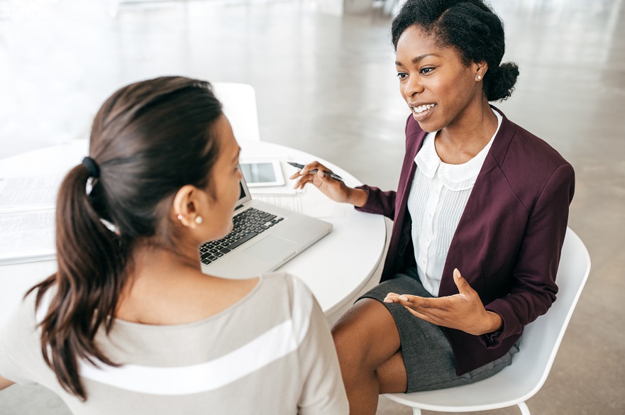 Two women in a meeting