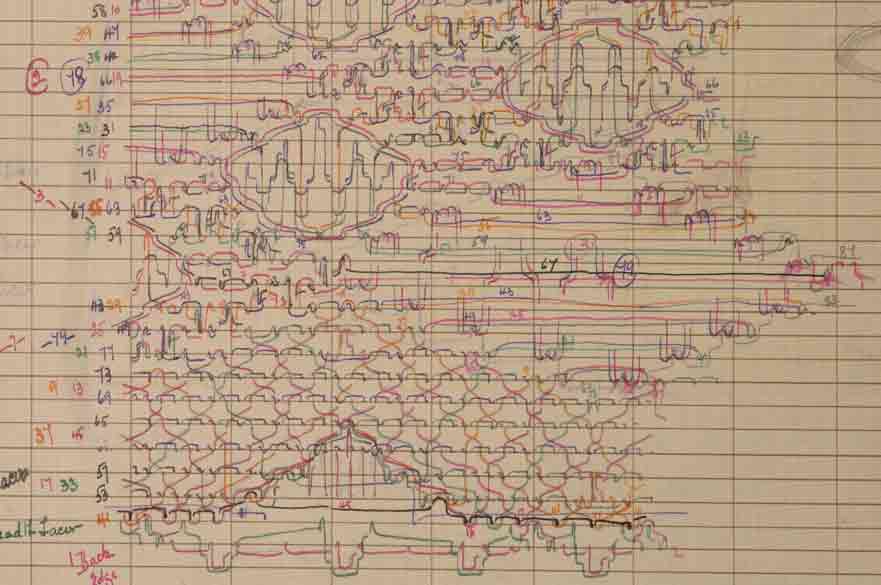 Historical lace technical diagram detail from The Lace Archive NTU. Photo credit Laura Allen
