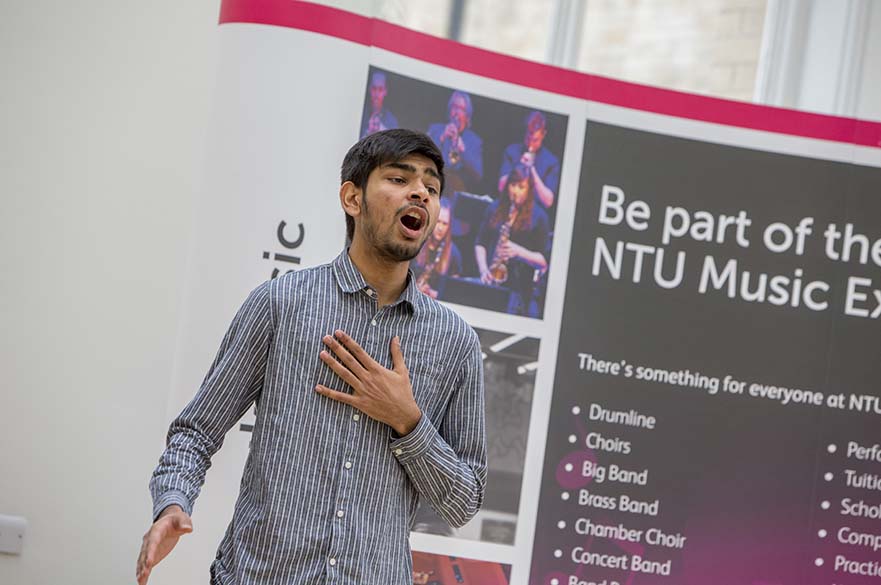 Male student singing