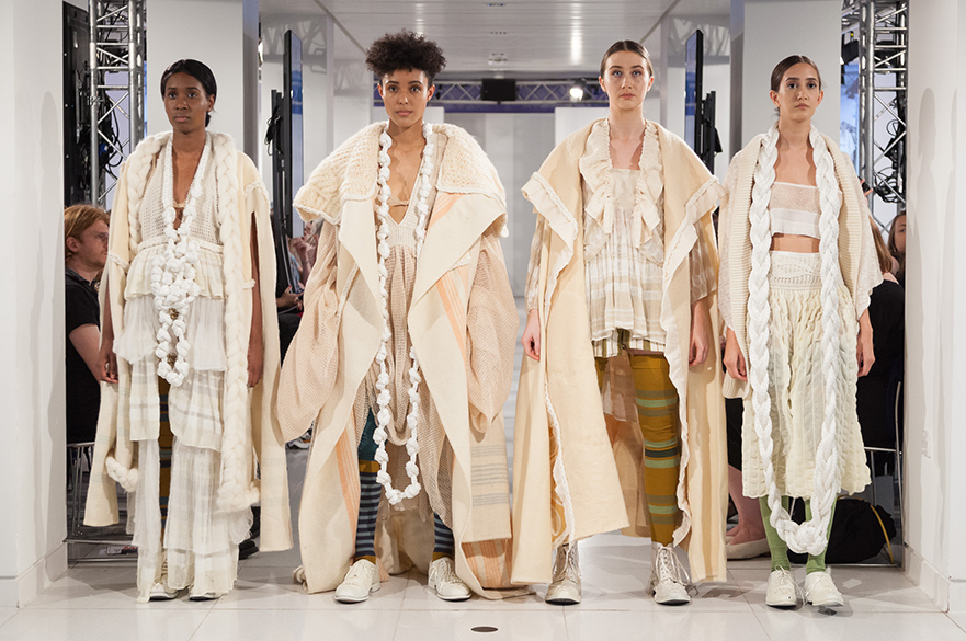 Models on a catwalk