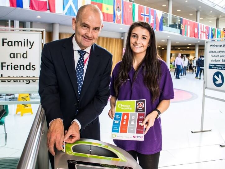 NTU staff with new waste bin