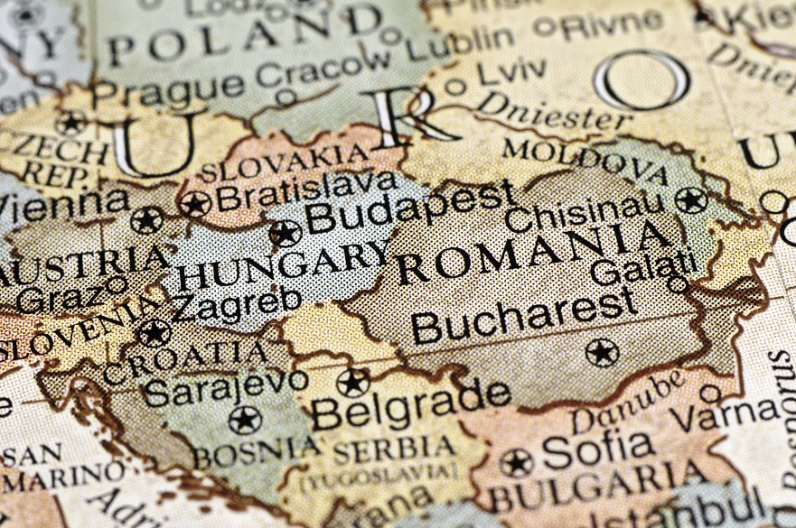 Map of eastern Europe including Hungary