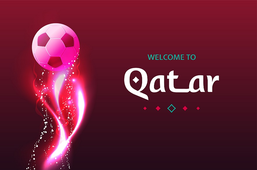 Welcome to Qatar logo with football